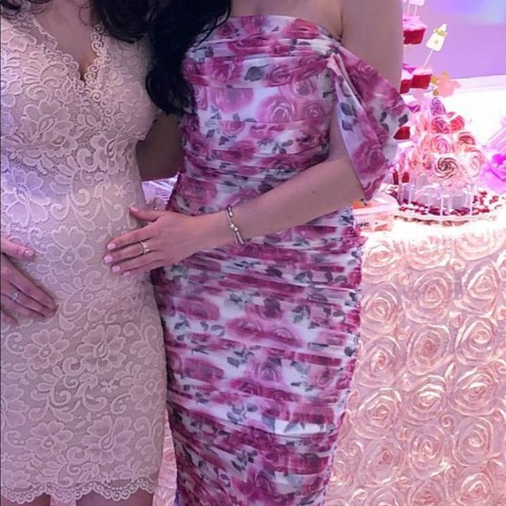 Bardot floral off the shoulder midi dress